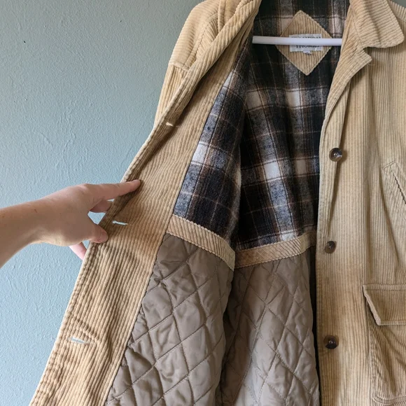 Vintage Brandon Thomas 100% Cotton Tan Corduroy Barn Chore CoatSize M